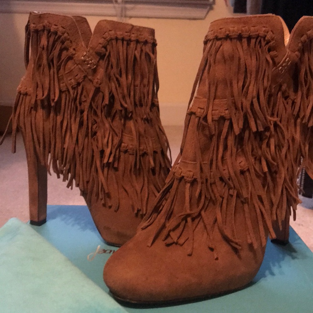 Jean-Michel Cazabat fringe ankle booties sz 40